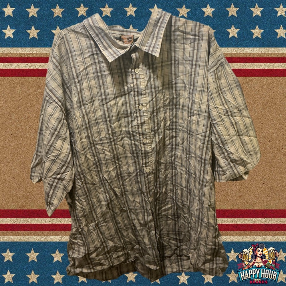 Demand Button Down Yellow Plaid Shirt 4XL Pre Owned